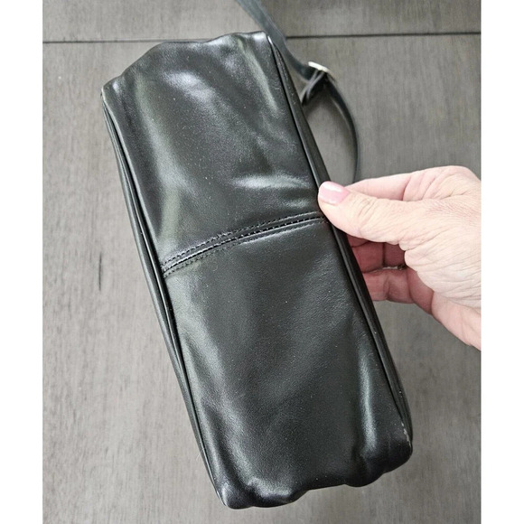 Aigner Crossbody Purse Shoulder Bag Handbag Smooth Black Leather Minimalist Vtg - Picture 6 of 12